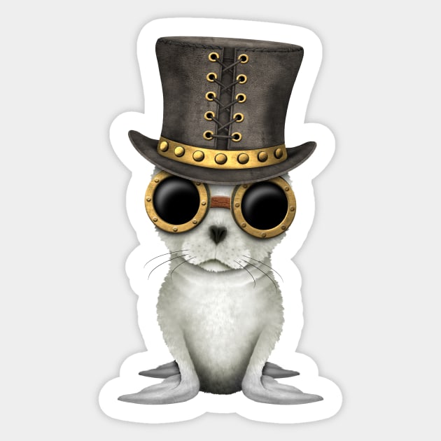 Steampunk Baby Harp Seal Sticker by jeffbartels